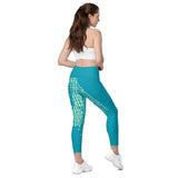 Kellington (Set in the US): Leggings with pockets - Lime/Teal