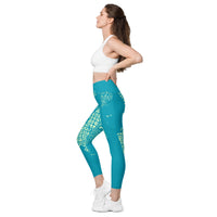 Kellington (Set in the US): Leggings with pockets - Lime/Teal