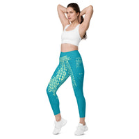 Kellington (Set in the US): Leggings with pockets - Lime/Teal
